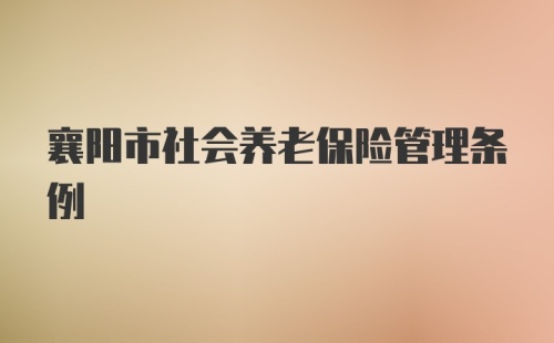 襄阳市社会养老保险管理条例