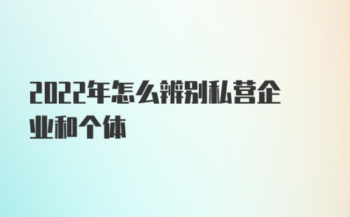 2022年怎么辨别私营企业和个体