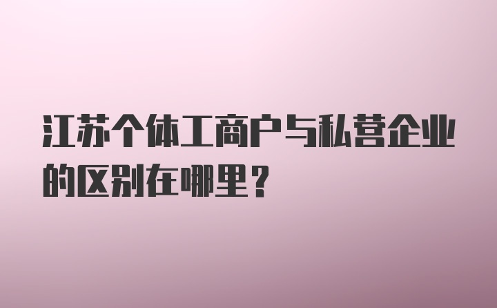 江苏个体工商户与私营企业的区别在哪里？