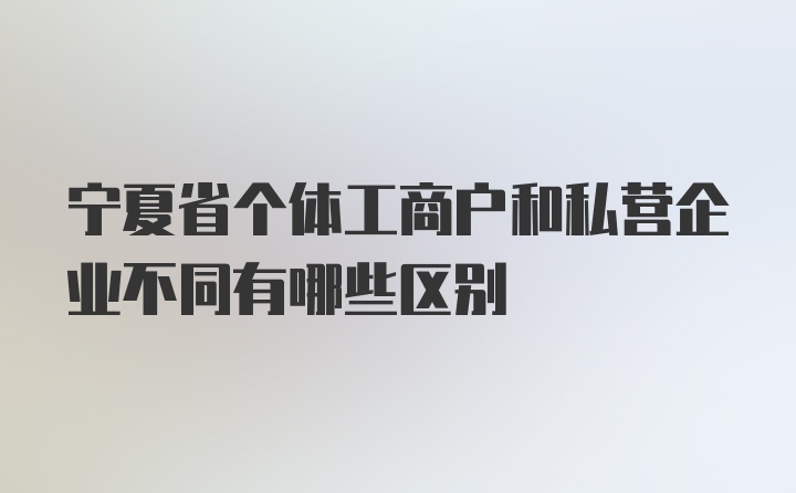 宁夏省个体工商户和私营企业不同有哪些区别