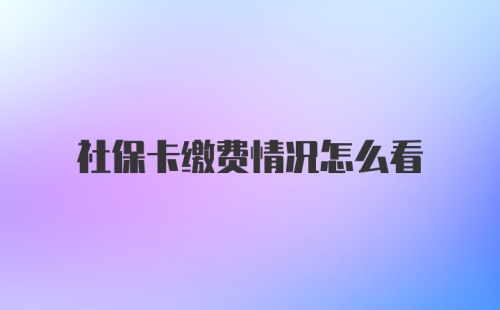 社保卡缴费情况怎么看