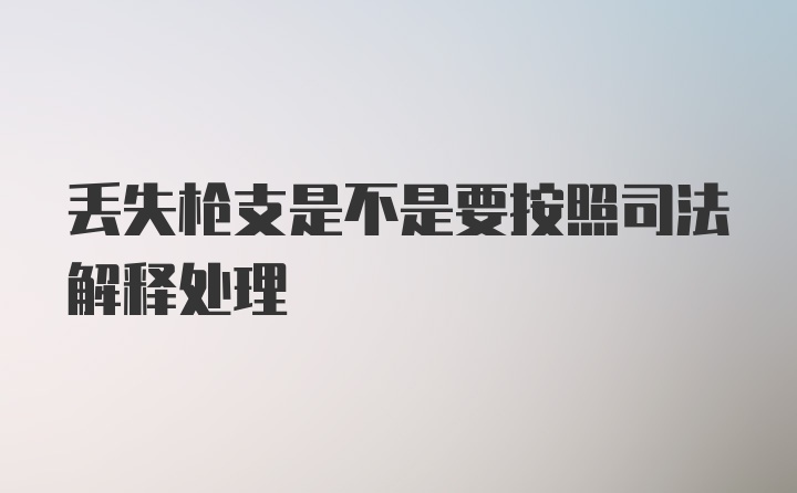 丢失枪支是不是要按照司法解释处理