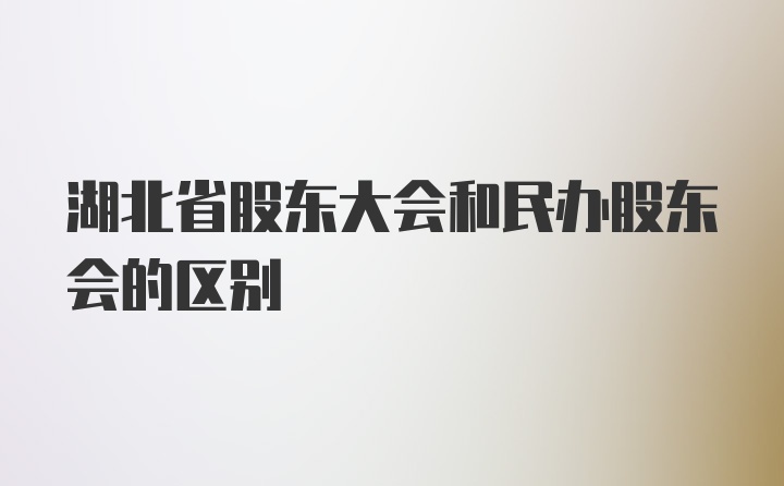湖北省股东大会和民办股东会的区别