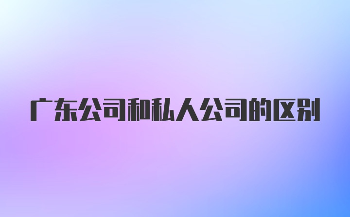 广东公司和私人公司的区别