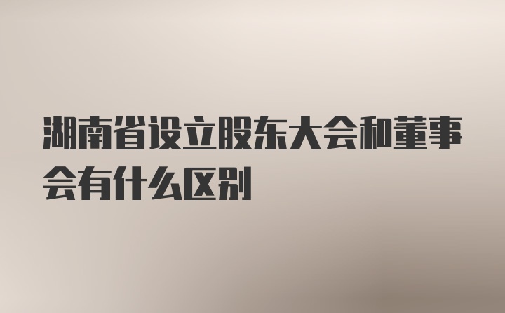 湖南省设立股东大会和董事会有什么区别