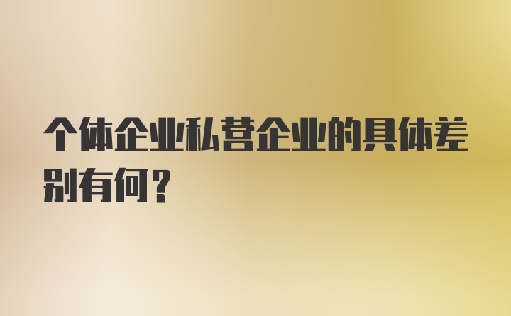 个体企业私营企业的具体差别有何？