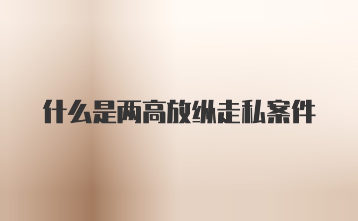 什么是两高放纵走私案件