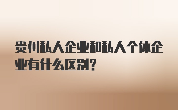 贵州私人企业和私人个体企业有什么区别？