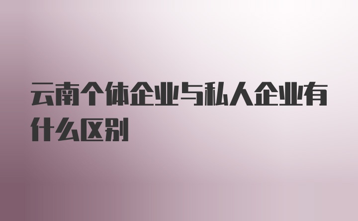 云南个体企业与私人企业有什么区别