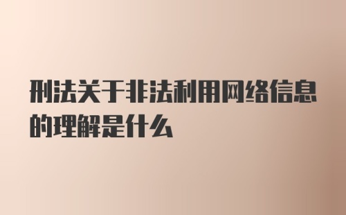 刑法关于非法利用网络信息的理解是什么