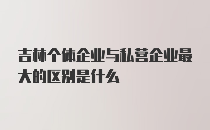 吉林个体企业与私营企业最大的区别是什么