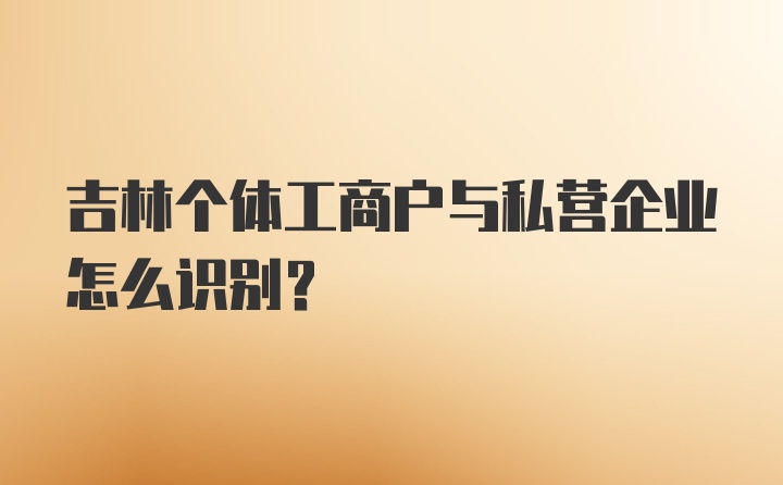 吉林个体工商户与私营企业怎么识别？