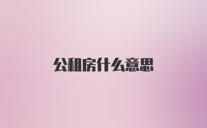 公租房什么意思