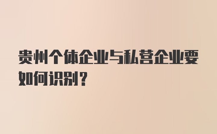 贵州个体企业与私营企业要如何识别？