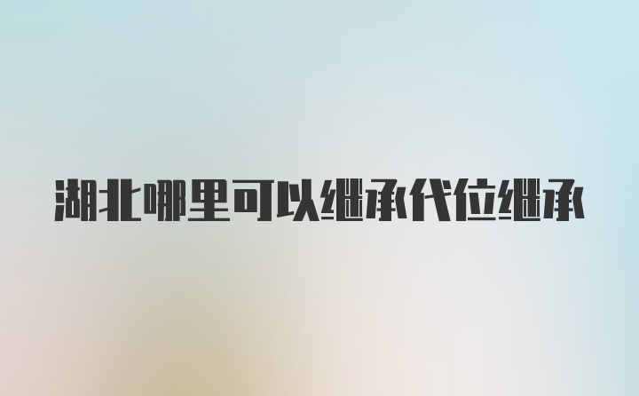 湖北哪里可以继承代位继承