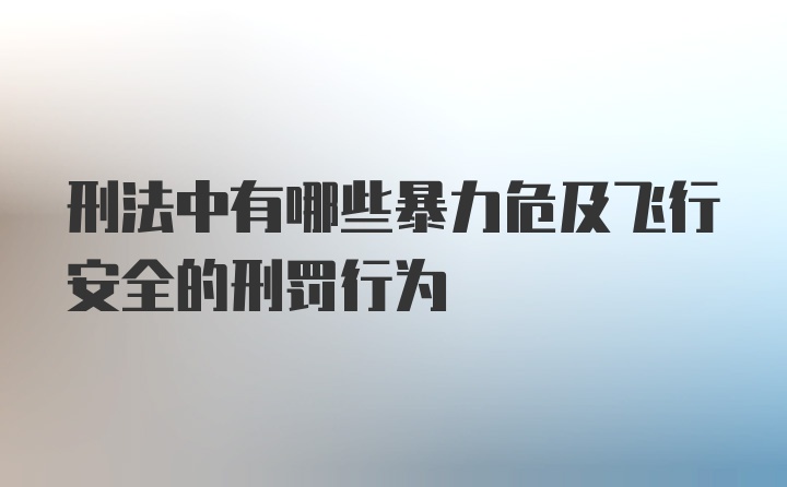 刑法中有哪些暴力危及飞行安全的刑罚行为