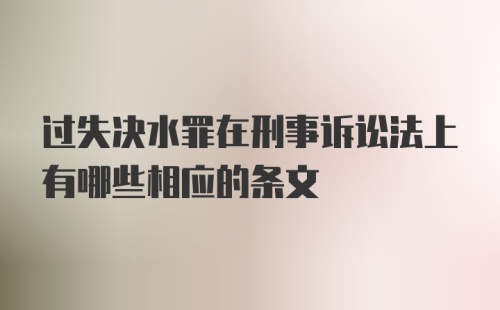 过失决水罪在刑事诉讼法上有哪些相应的条文