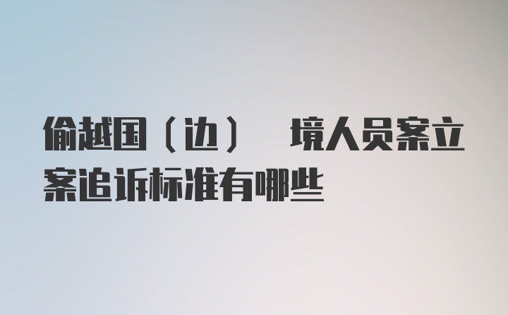 偷越国(边) 境人员案立案追诉标准有哪些