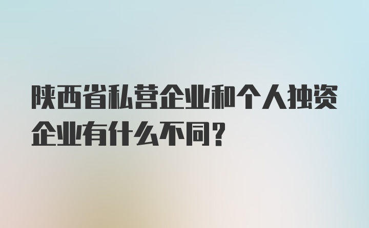 陕西省私营企业和个人独资企业有什么不同？