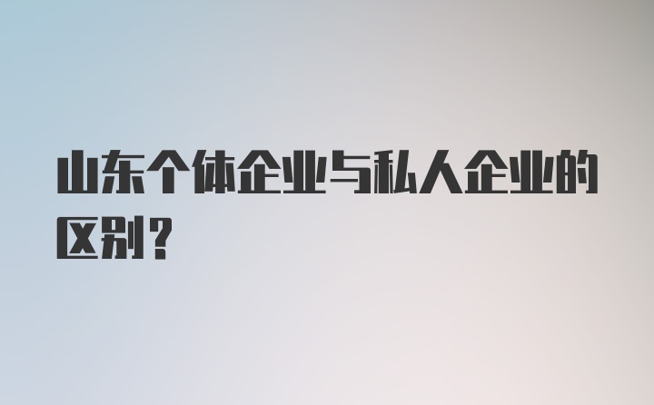 山东个体企业与私人企业的区别？