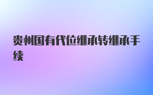 贵州国有代位继承转继承手续