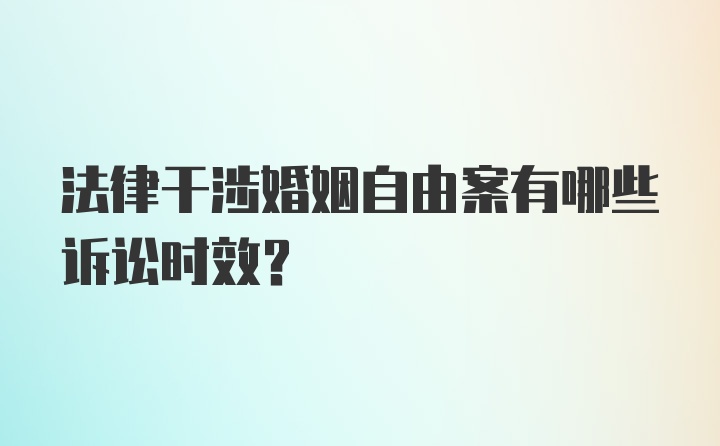 法律干涉婚姻自由案有哪些诉讼时效？