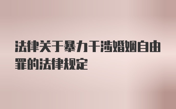 法律关于暴力干涉婚姻自由罪的法律规定