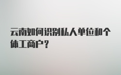 云南如何识别私人单位和个体工商户？