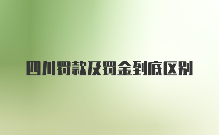 四川罚款及罚金到底区别