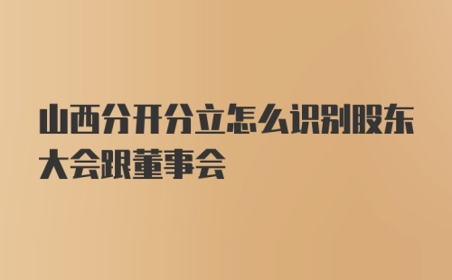 山西分开分立怎么识别股东大会跟董事会