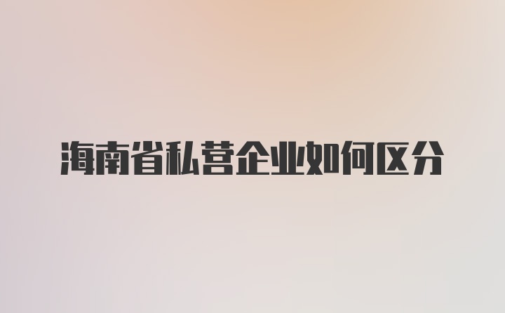 海南省私营企业如何区分