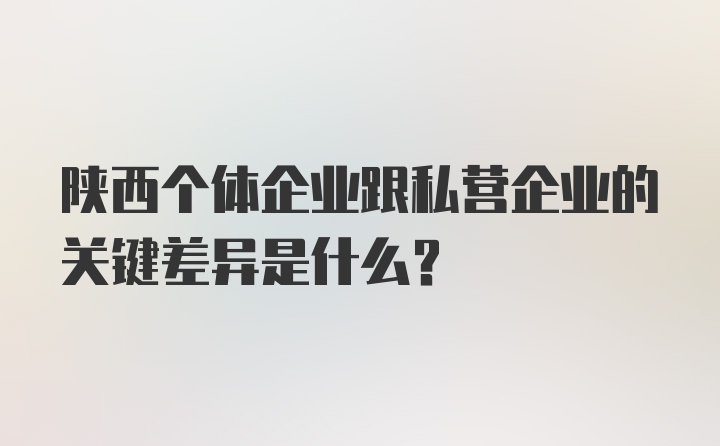 陕西个体企业跟私营企业的关键差异是什么？