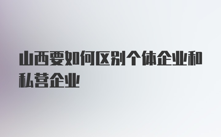 山西要如何区别个体企业和私营企业