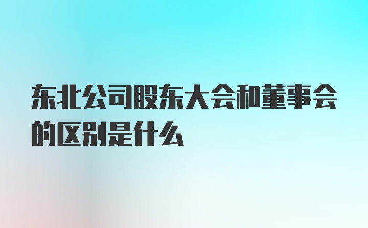 东北公司股东大会和董事会的区别是什么