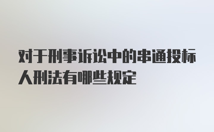 对于刑事诉讼中的串通投标人刑法有哪些规定