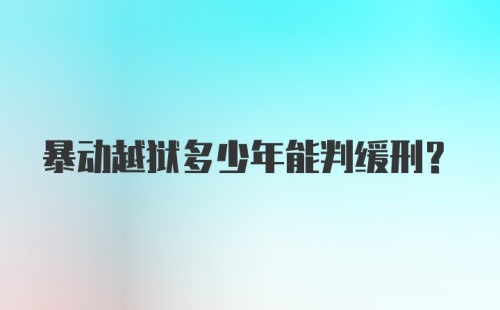 暴动越狱多少年能判缓刑？