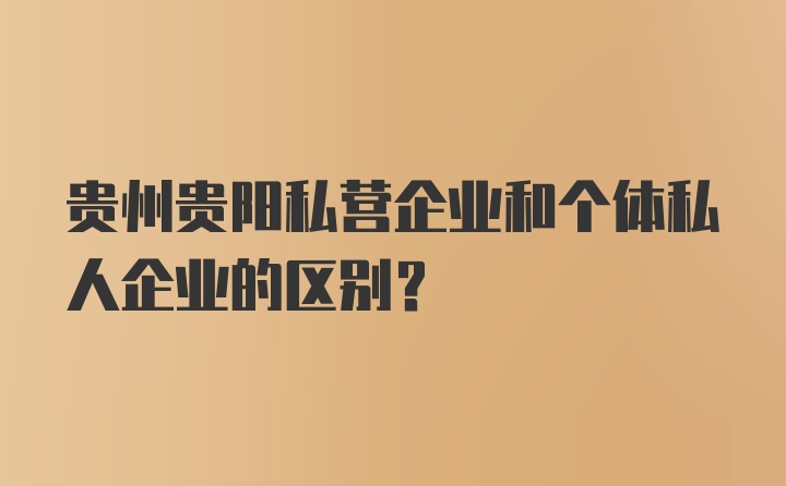 贵州贵阳私营企业和个体私人企业的区别？