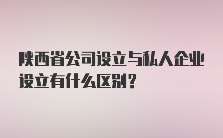 陕西省公司设立与私人企业设立有什么区别？