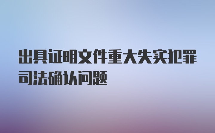 出具证明文件重大失实犯罪司法确认问题