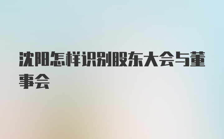 沈阳怎样识别股东大会与董事会