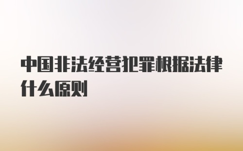 中国非法经营犯罪根据法律什么原则