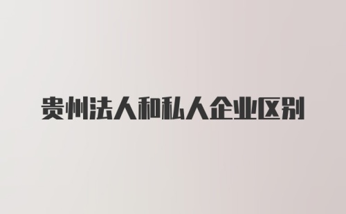 贵州法人和私人企业区别