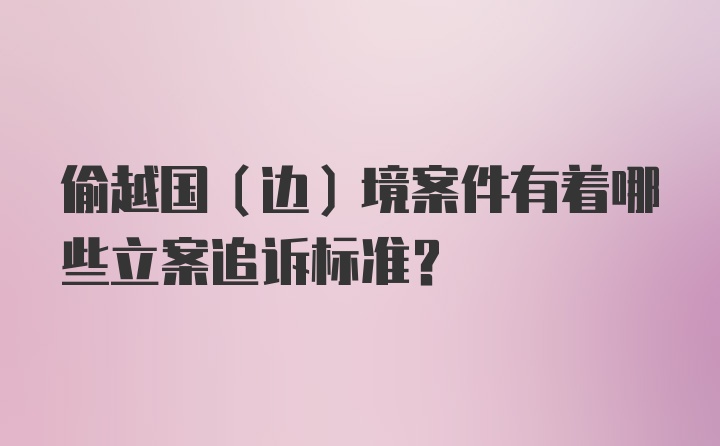 偷越国（边）境案件有着哪些立案追诉标准？