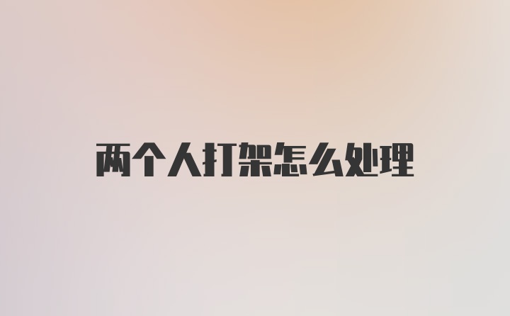 两个人打架怎么处理