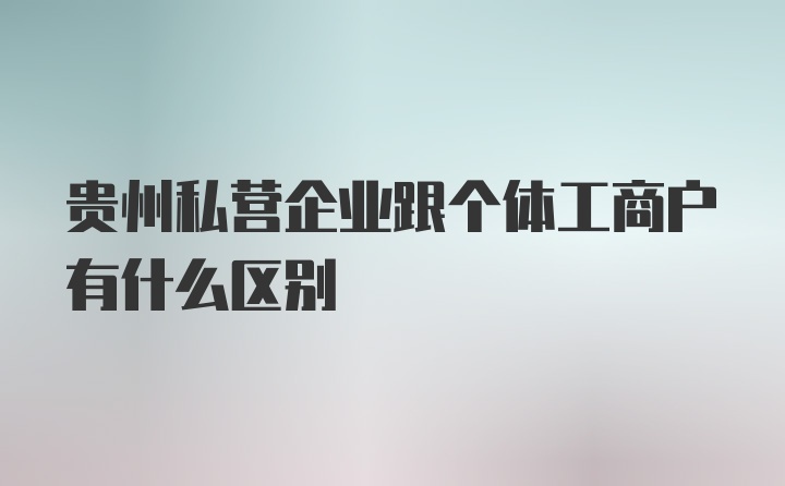 贵州私营企业跟个体工商户有什么区别