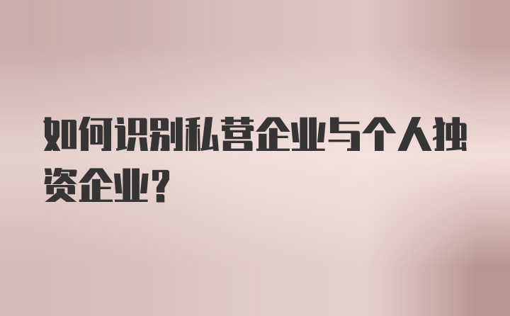 如何识别私营企业与个人独资企业?