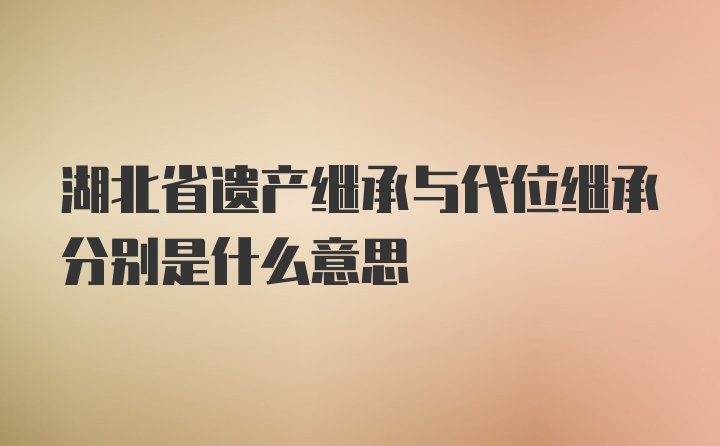 湖北省遗产继承与代位继承分别是什么意思