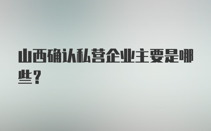 山西确认私营企业主要是哪些?