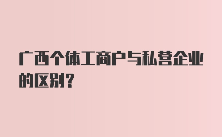 广西个体工商户与私营企业的区别？