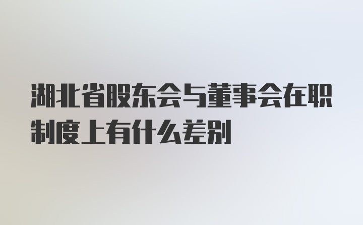 湖北省股东会与董事会在职制度上有什么差别